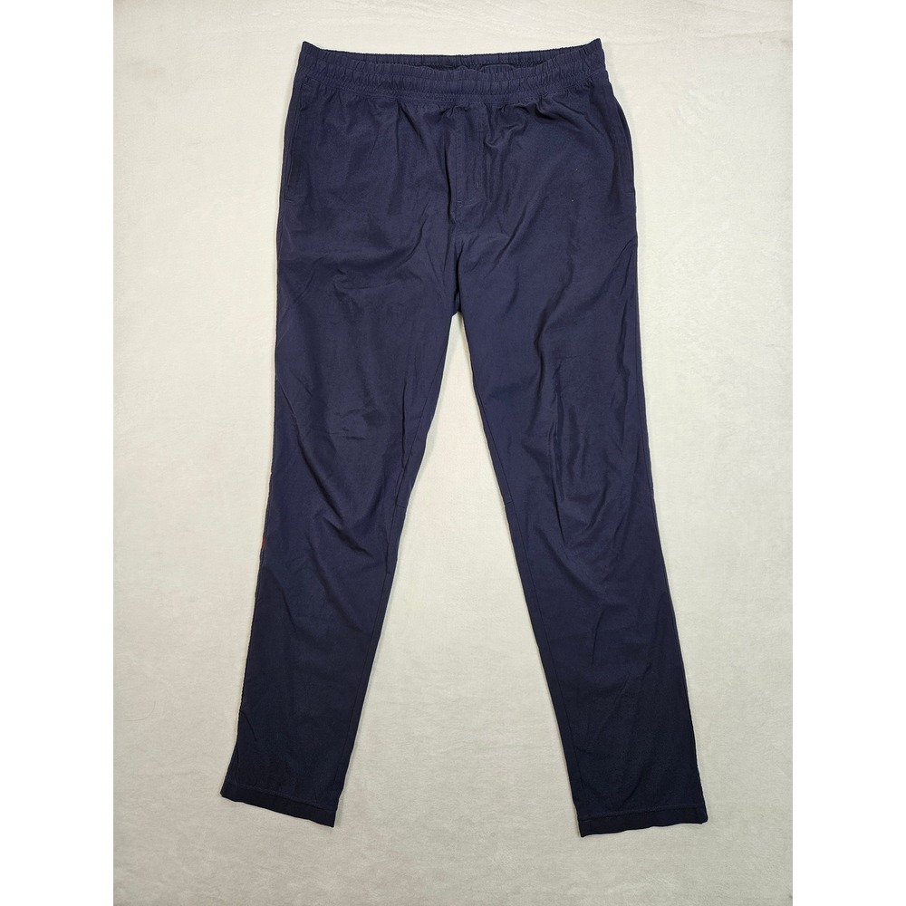 Rhone Men's Commuter Pants Navy Blue Elastic Waist Stretch Tapered Size L 100136